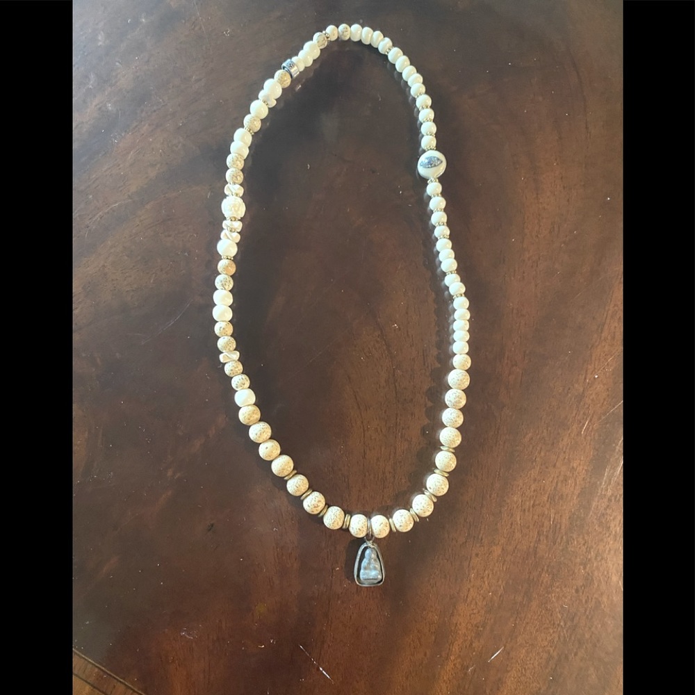 Womens Buddha  and evil eye bead necklace